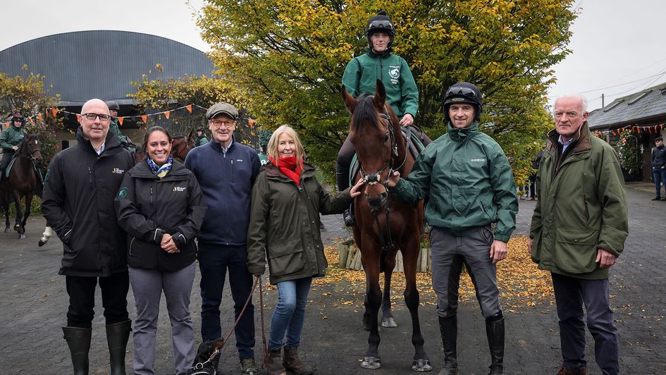 Grand National winner Nick Rockett with Willie Mullins, Patrick Mullins and owners (credit The Jockey Club)