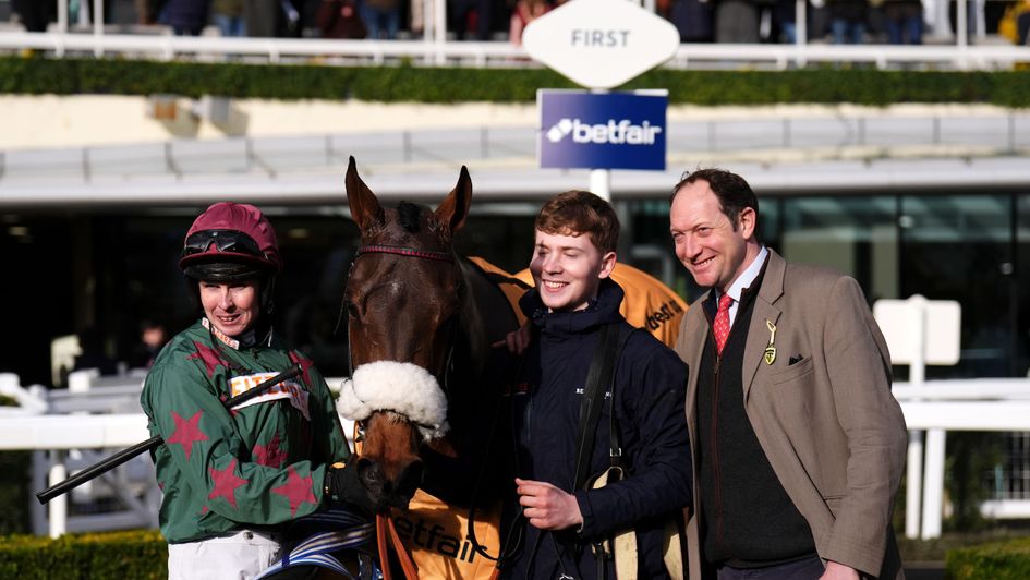 Ben Pauling celebrates with Fiercely Proud at Ascot