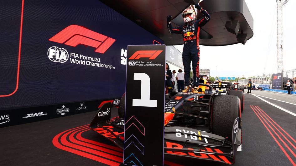 Max Verstappen celebrates winning the Spanish Grand Prix