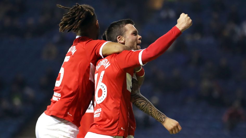 Middlesbrough players celebrate at Hillsborough