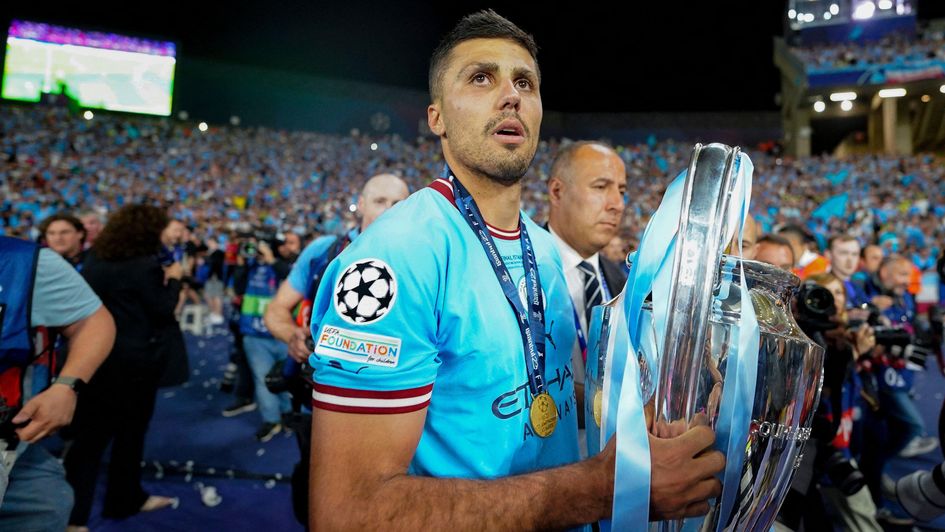 Rodri with the Champions League trophy