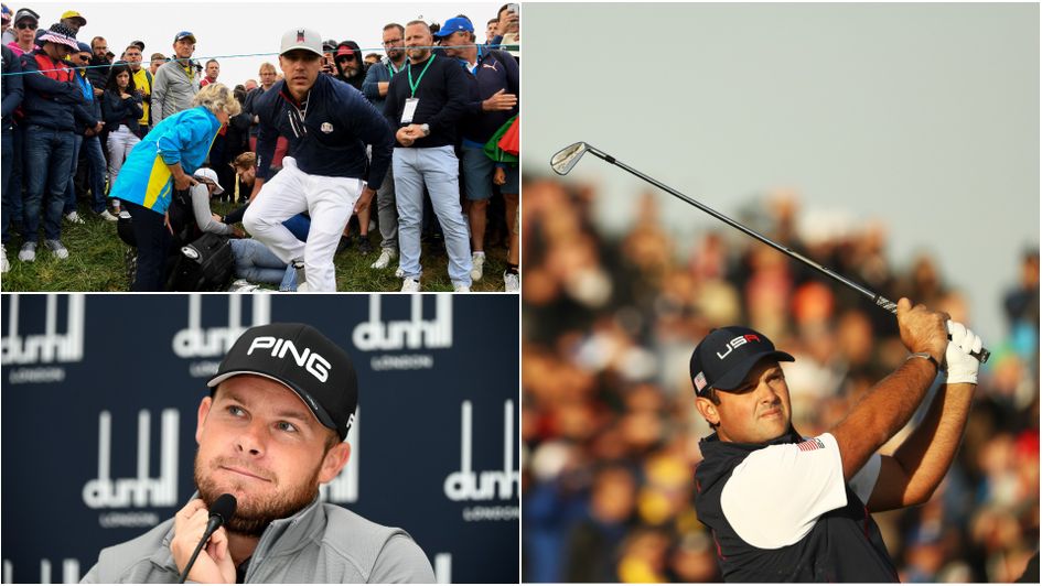 Brooks Koepka, Tyrrell Hatton and Patrick Reed (anti-clockwise from top left)