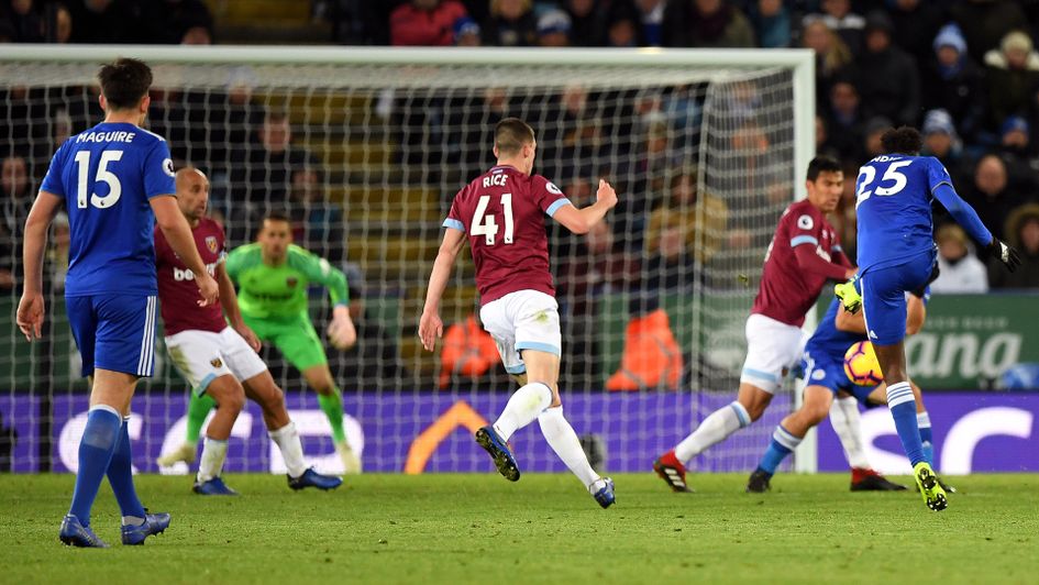 Wilfred Ndidi scores for Leicester against West Ham