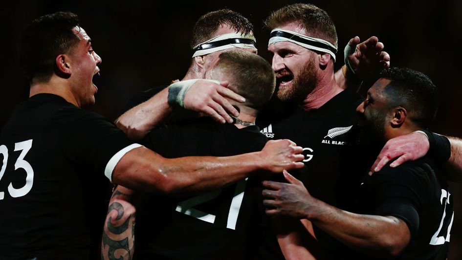 New Zealand celebrate their record victory over South Africa 