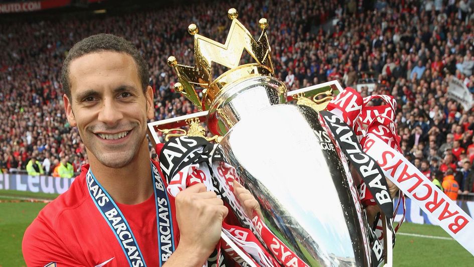Rio Ferdinand celebrates winning the Premier League with Manchester United