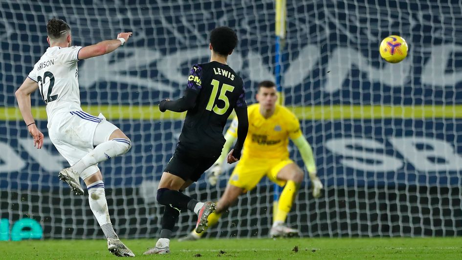 Jack Harrison scores Leeds' fifth goal against Newcastle