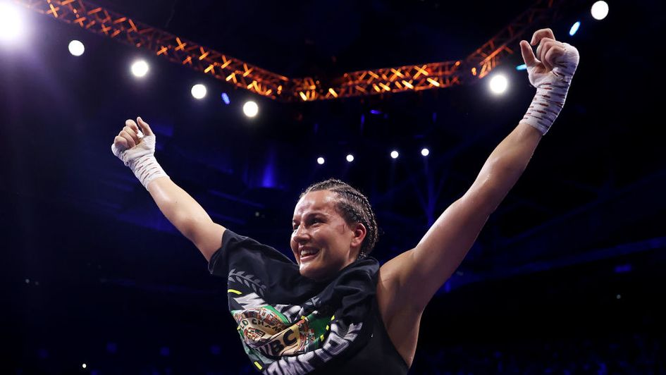 Chantelle Cameron celebrates a majority points win