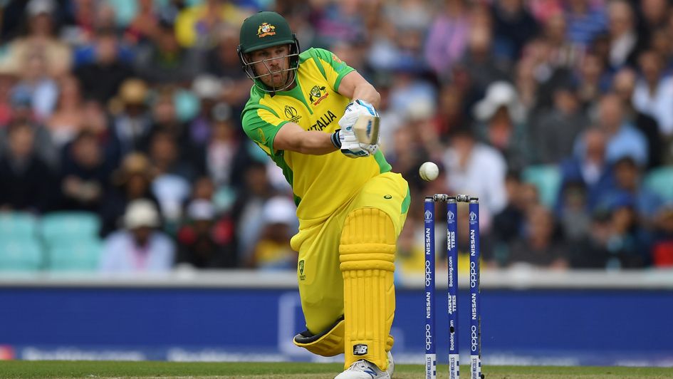 Aaron Finch: Australia batsman in action in the Cricket World Cup win over Sri Lanka
