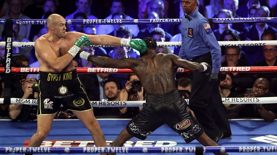 Tyson Fury and Deontay Wilder in action in Las Vegas