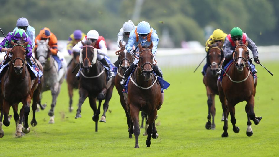 Snazzy Jazzy (green cap, far right): Ran well at York