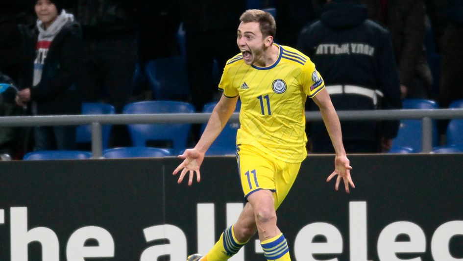 Kazakhstan's Yan Vorogovskiy celebrates