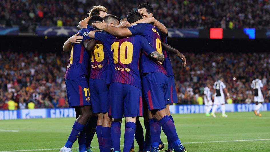 Barcelona celebrate after scoring against Juventus