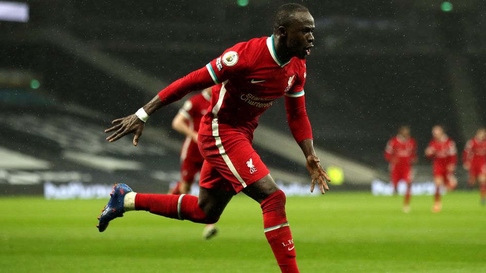 Sadio Mane celebrates his goal at Spurs