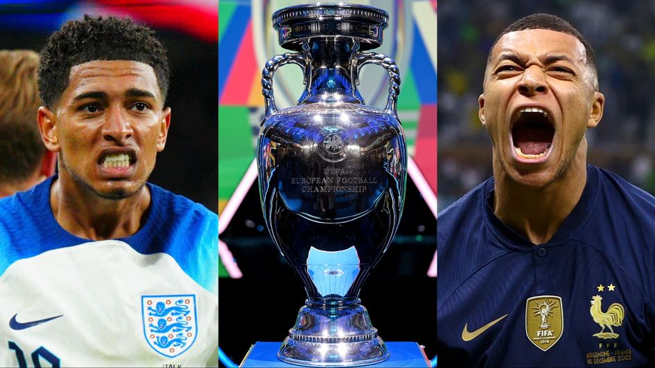 Euro 2024 trophy, Jude Bellingham, Kylian Mbappe