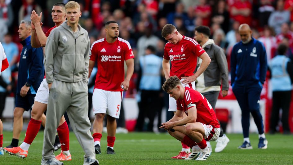 Nottingham Forest players react at full-time