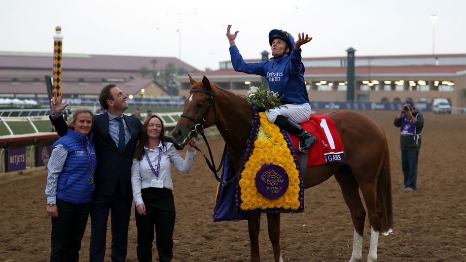 Modern Games pictured with winning connections at the Breeders' Cup