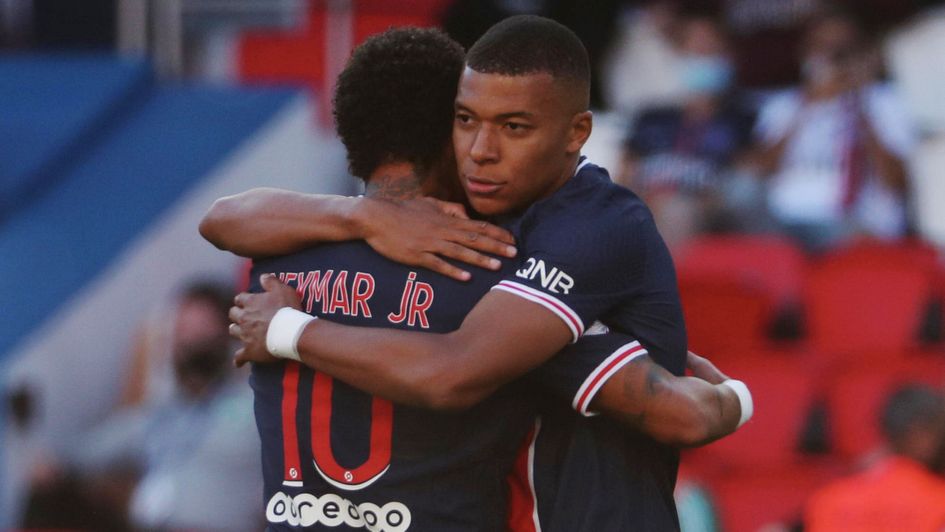Neymar and Kylian Mbappe (right): PSG duo celebrate during their friendly win over Celtic