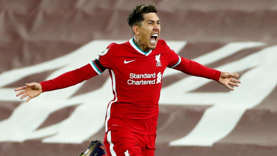 Roberto Firmino celebrates his goal against Tottenham