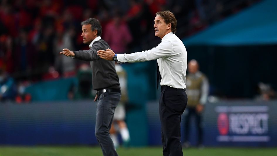 Spain manager Luis Enrique and Italy manager Roberto Mancini