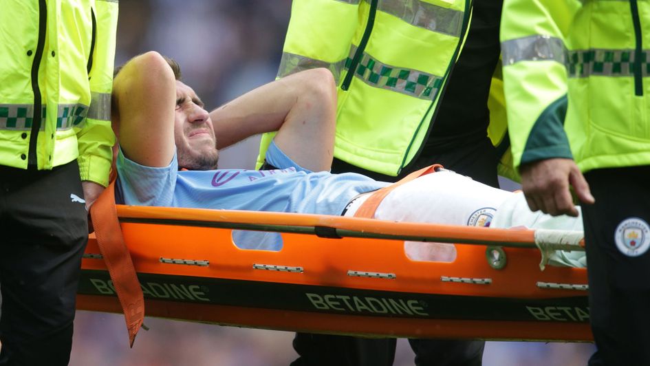 Aymeric Laporte suffered the leg injury during Manchester City's win over Brighton