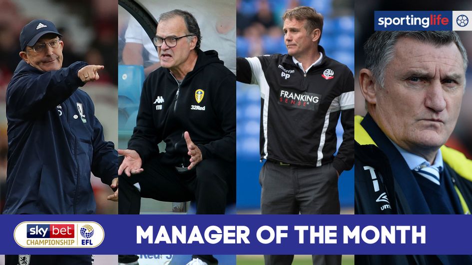 Tony Pulis, Marcelo Bielsa, Phil Parkinson and Tony Mowbray are up for Manager of the Month