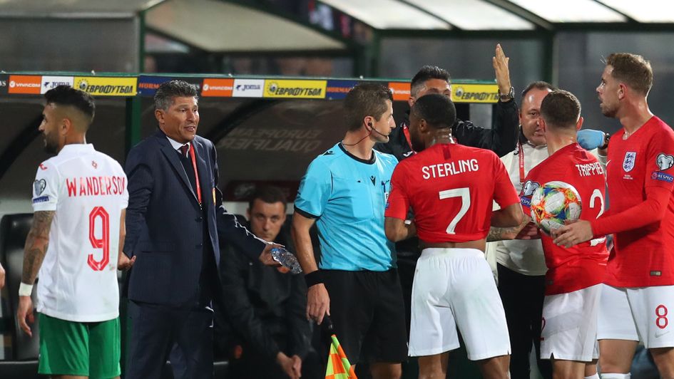 Krasimir Balakov and Raheem Sterling exchange words