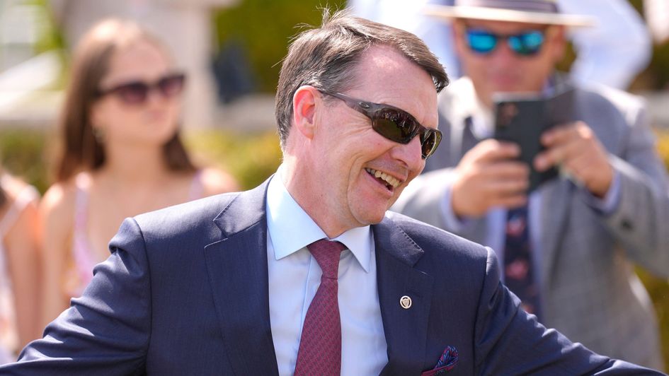 Aidan O'Brien enjoying himself at Goodwood