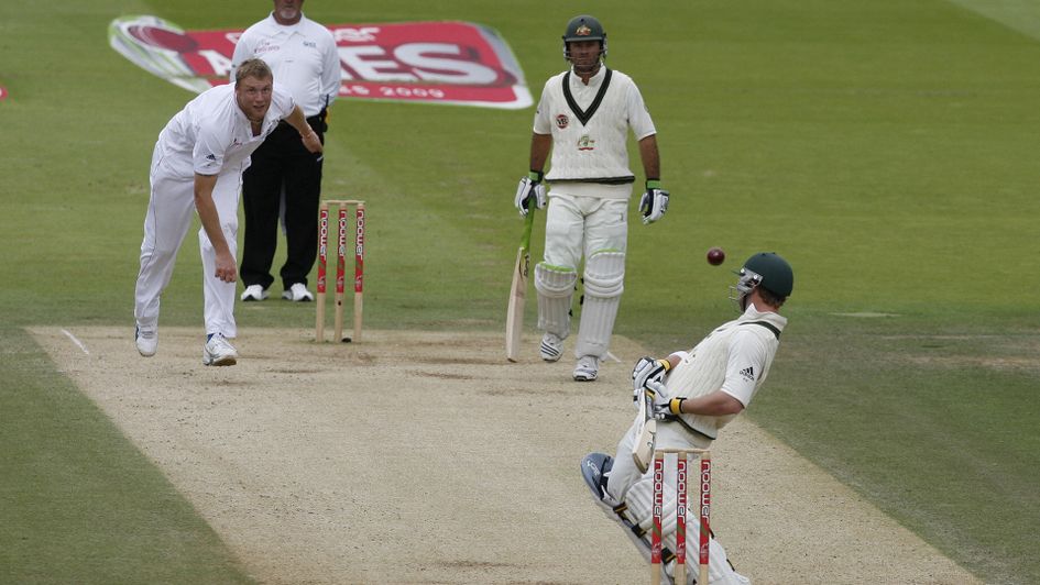 Andrew Flintoff in full flight at Lord's