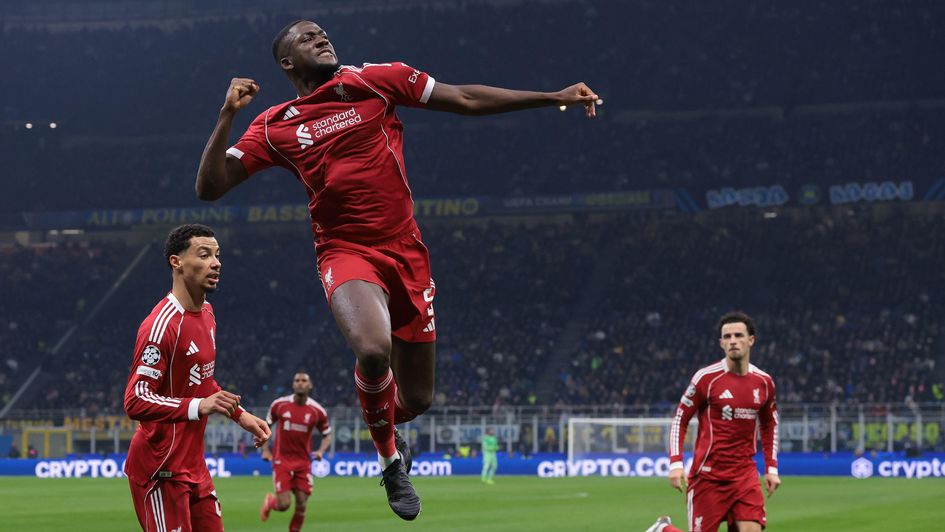 Ibrahima Konate celebrates a goal