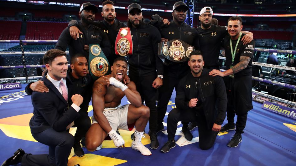 Anthony Joshua celebrates