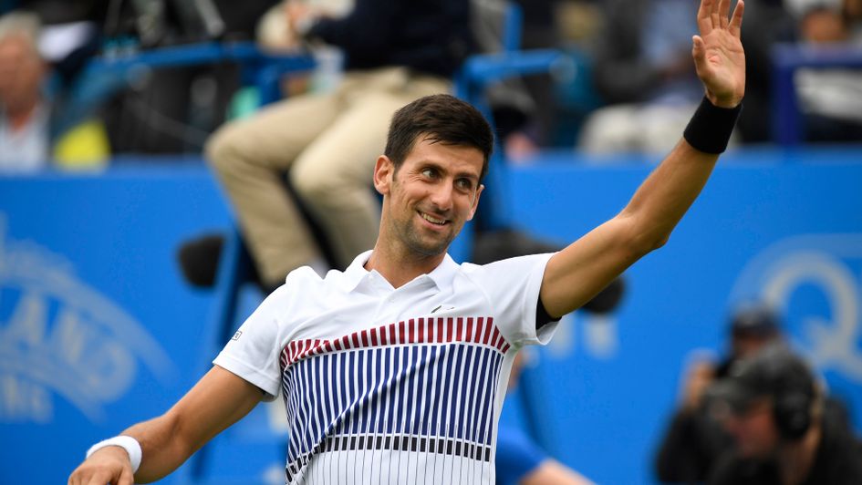 Novak Djokovic celebrates opening win
