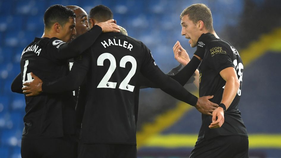 West Ham celebrate Tomas Soucek's goal at Leeds