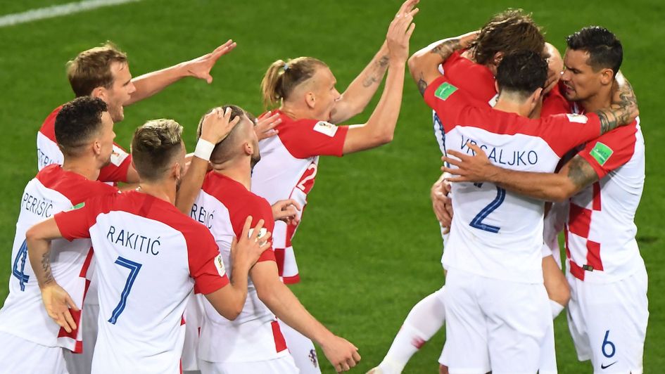 Croatia celebrate after taking the lead against Nigeria