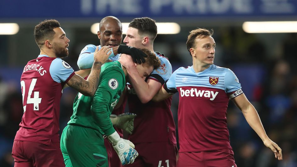 West Ham celebrate after victory over Chelsea