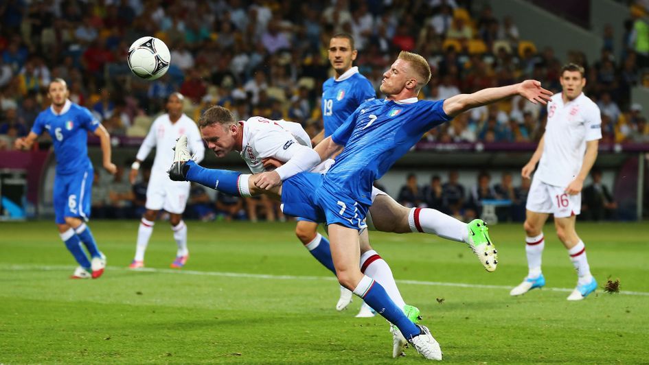 Wayne Rooney scores for England against Italy at Euro 2012