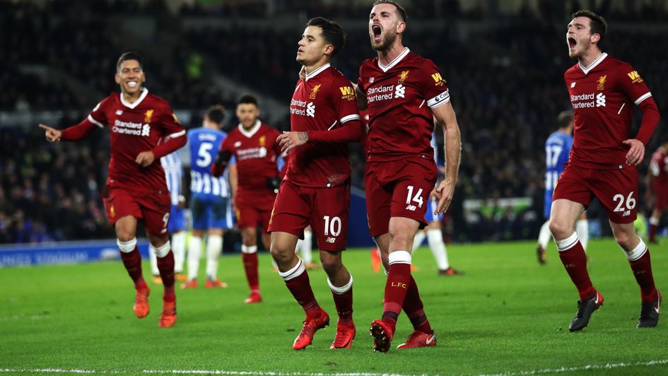 Liverpool celebrate their fourth goal
