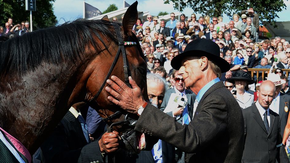 Sir Henry Cecil pictured with Frankel at York