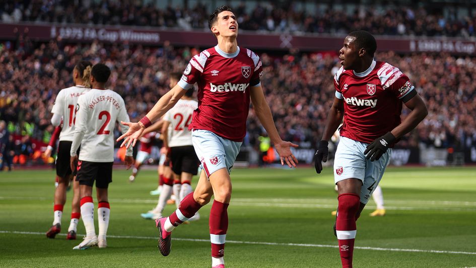 Nayef Aguerd: West Ham defender celebrates his goal against Southampton