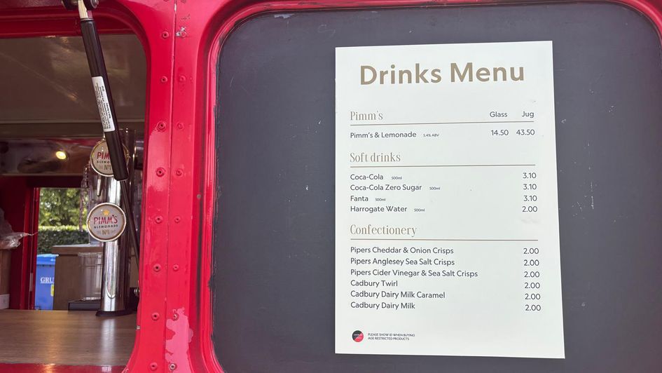 Drinks pricelist for Royal Ascot