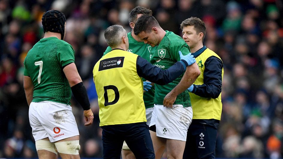 Johnny Sexton was forced off in the first half against Scotland