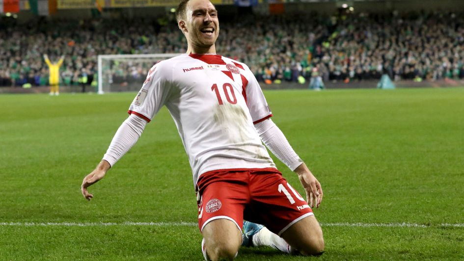 Christian Erikson celebrates at the Aviva