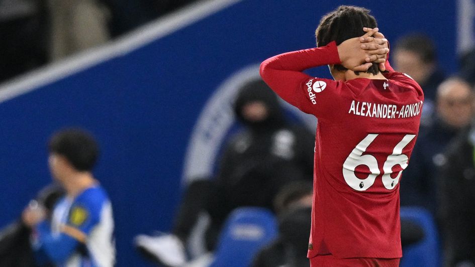 Trent Alexander-Arnold reacts on the final whistle