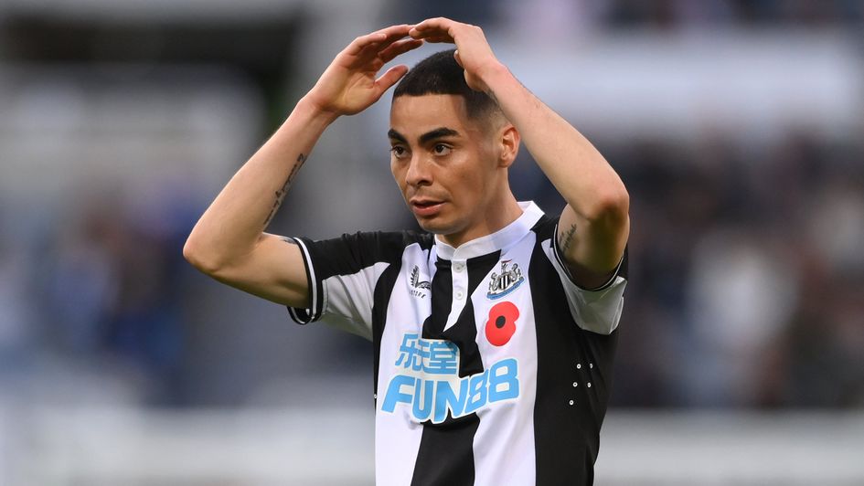 Miguel Almiron reacts dejectedly after the Premier League match between Newcastle United and Chelsea