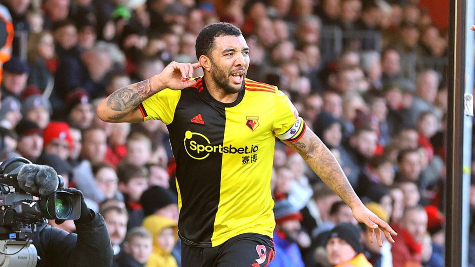 Troy Deeney celebrates a goal for Watford
