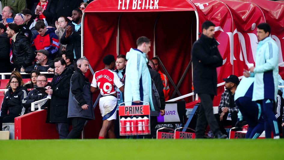Myles Lewis-Skelly was sent off against West Ham