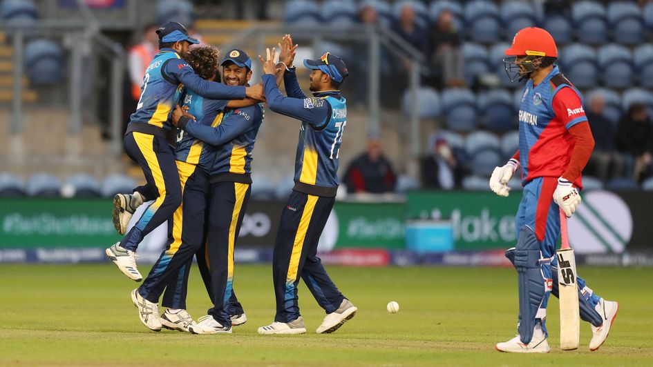 Celebrations for Sri Lanka after beating Afghanistan in the Cricket World Cup