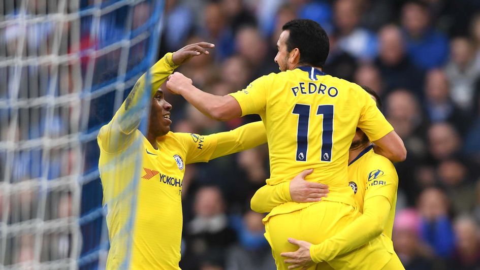 Pedro celebrates scoring a goal for Chelsea