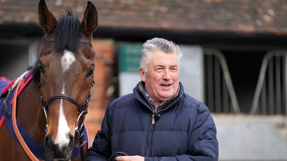 Paul Nicholls with horse Stay Away Fay