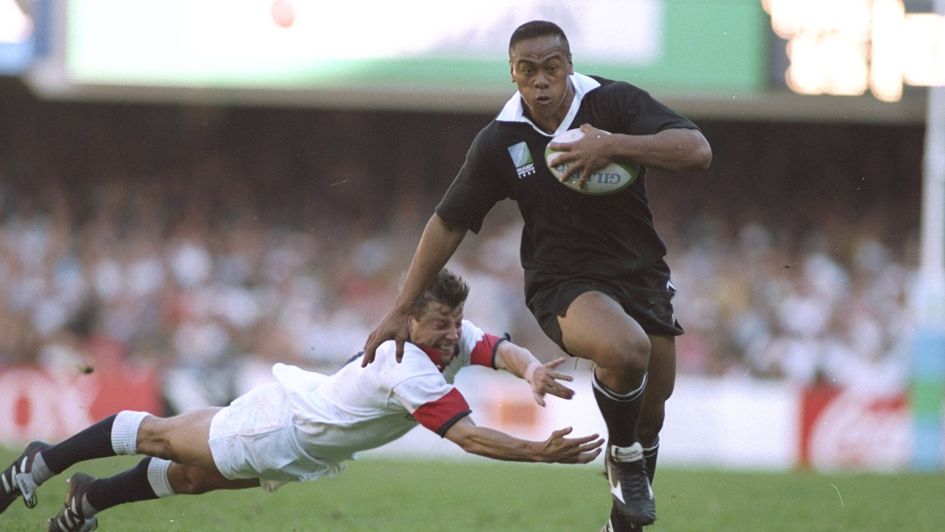 Jonah Lomu in action against England in the 1995 World Cup in South Africa