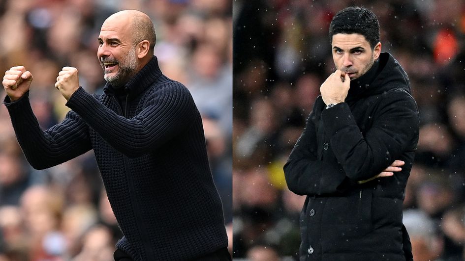 Manchester City manager Pep Guardiola and Arsenal boss Mikel Arteta